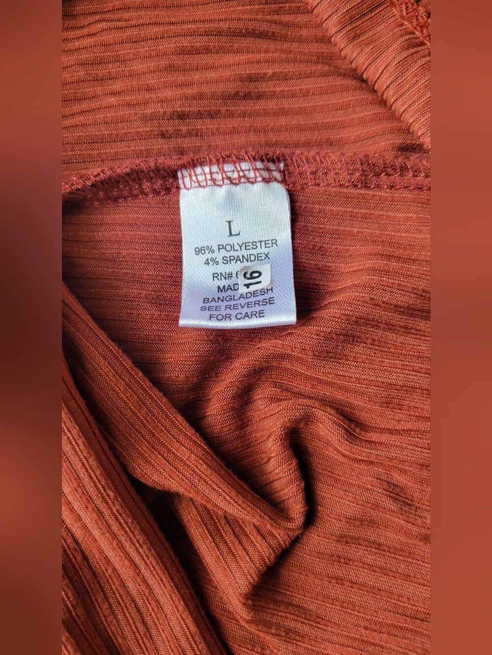 Splash Rust Ribbed Open-Side Long Line Cardigan Sz L - Picture 5 of 10